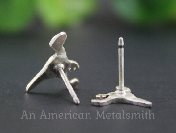 Sterling Silver Velociraptor Dinosaur Earrings