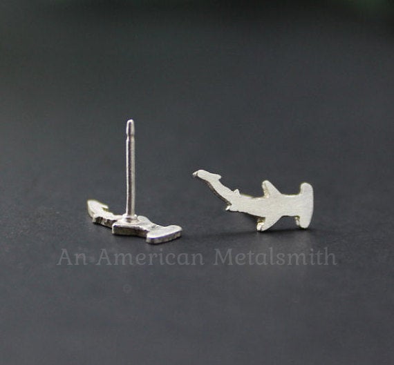 Sterling Silver Hammerhead Shark Earrings handmade by An American Metalsmith