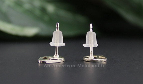 Sterling silver space, alien earrings made by An American Metalsmith