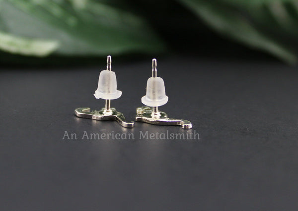 Sterling Silver Brontosaurus Dinosaur Earrings handmade by An American Metalsmith