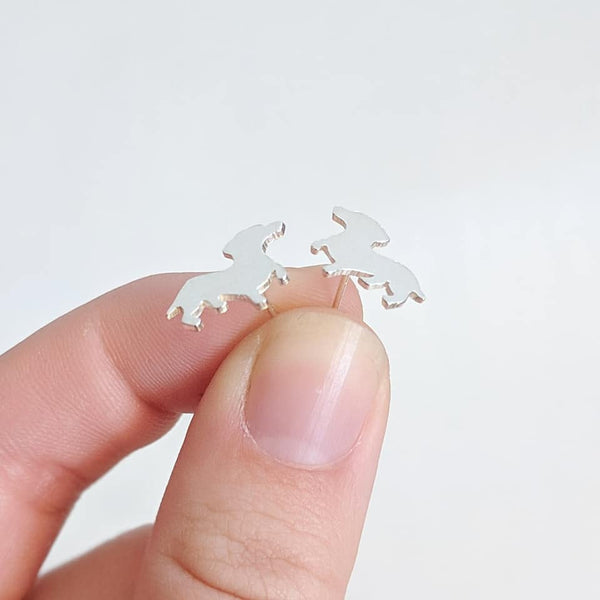 Sterling Silver Dachshund Earrings handmade by An American Metalsmith