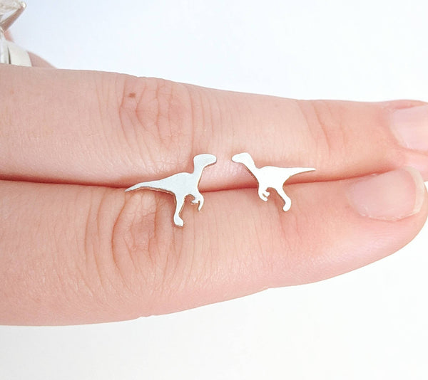 Sterling Silver Velociraptor Dinosaur Earrings
