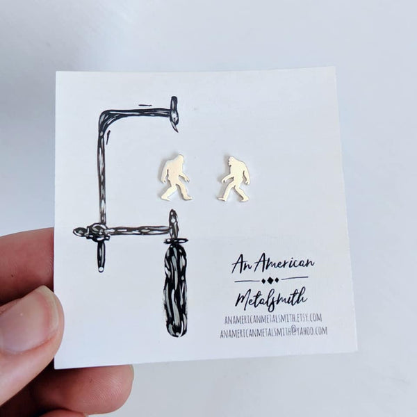 Sterling Silver Sasquatch Earrings handmade by An American Metalsmith
