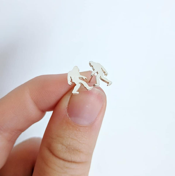 Sterling Silver Sasquatch Earrings handmade by An American Metalsmith