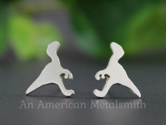Sterling Silver Velociraptor Dinosaur Earrings