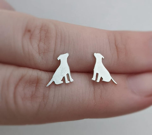 Sterling Silver Pitbull Stud Earrings