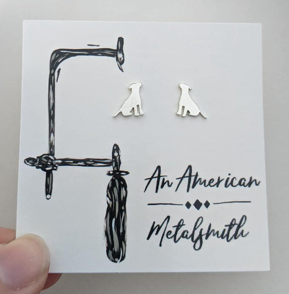 Sterling Silver Pitbull Stud Earrings