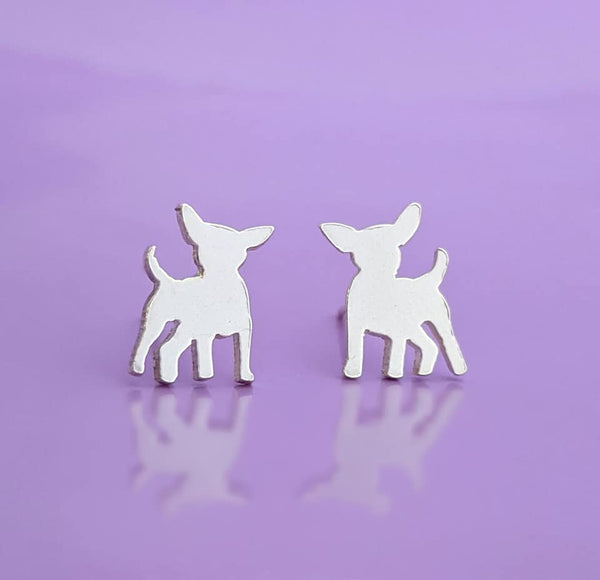 Sterling Silver Chihuahua Stud Earrings