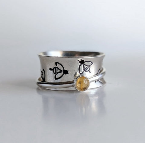 Citrine Bee Spinner Ring