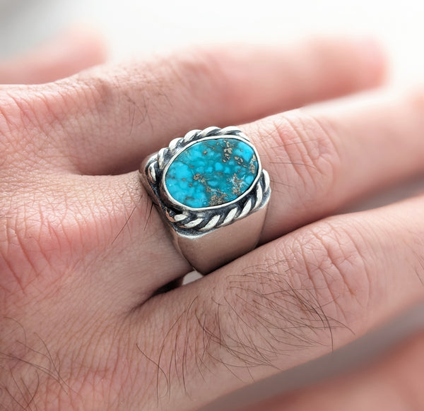 Turquoise Signet Ring, Size 10