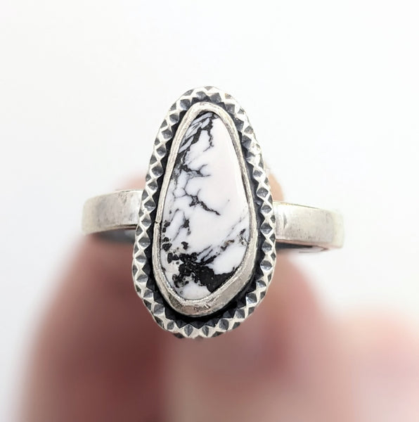 White Buffalo Turquoise Ring, Size 10