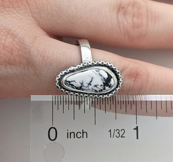 White Buffalo Turquoise Ring, Size 10