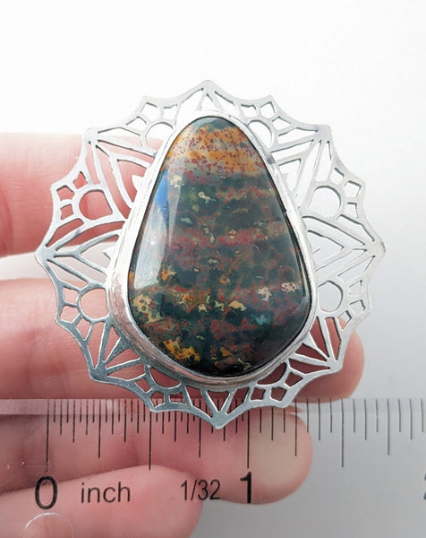 Mandala Bloodstone Ring, Size 8.5