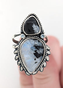 Moonstone and Snowflake Obsidian, Size 10