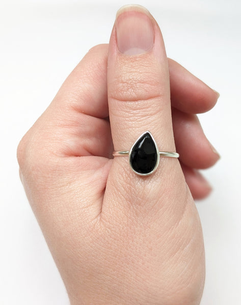 Black Agate Stacking Ring Size 9.5