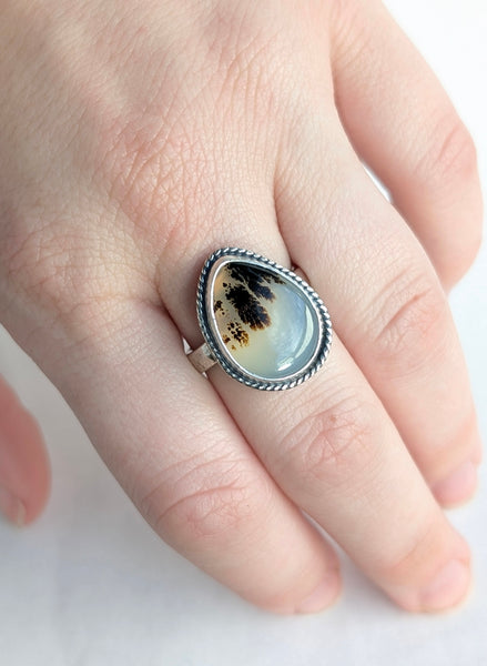 Dendritic Agate Ring, Size 7.25