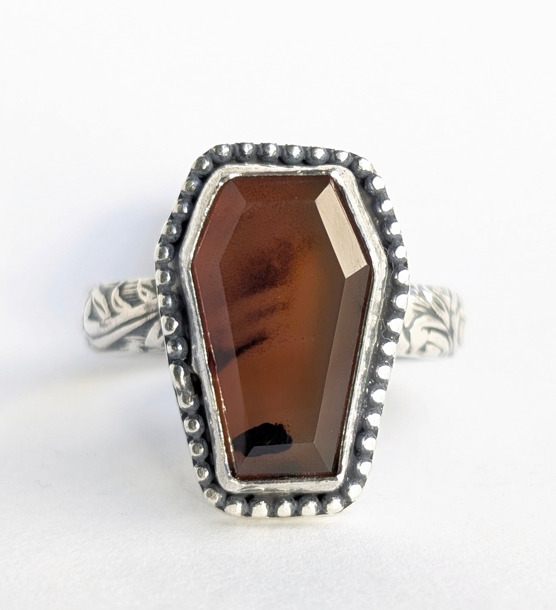 Montana Agate Coffin Ring, Size 10