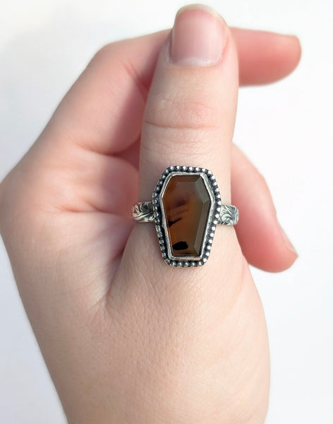 Montana Agate Coffin Ring, Size 10