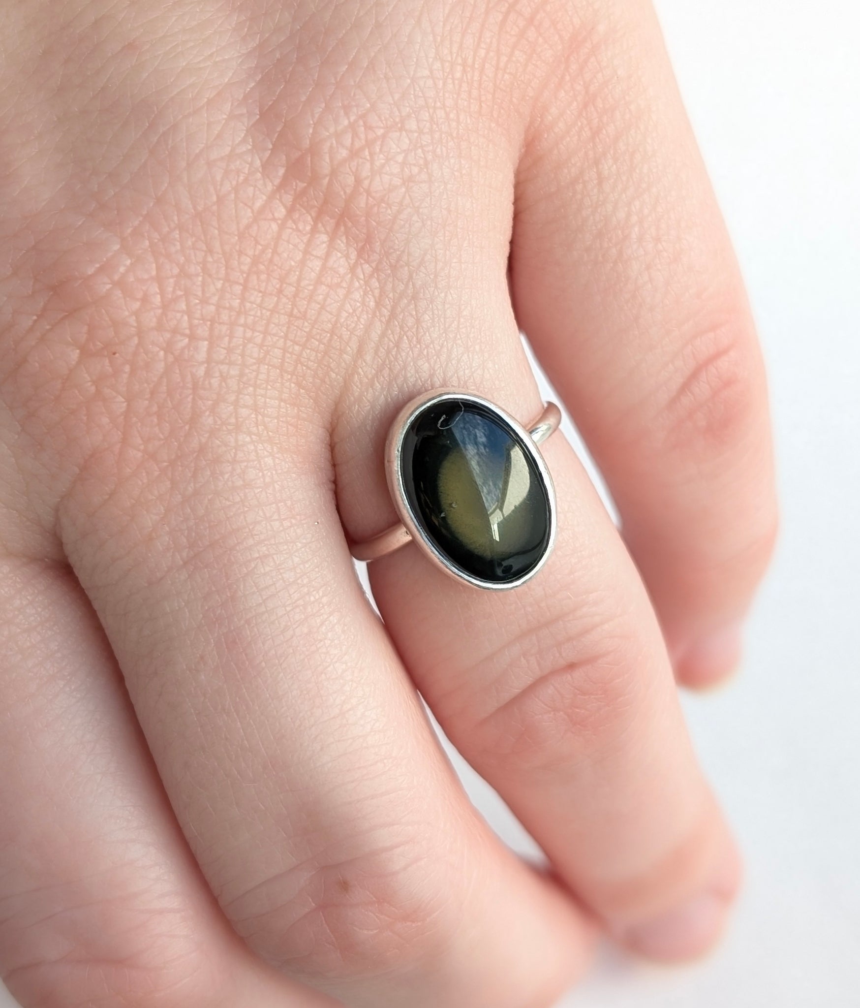 Rainbow Obsidian Stacking Ring, Size 6