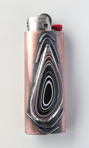Fordite Copper and Silver Lighter Cover