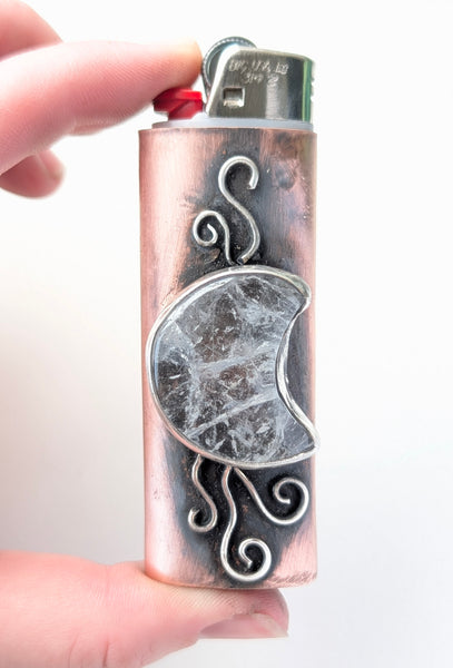 Quartz Moon Copper and Silver Lighter Cover