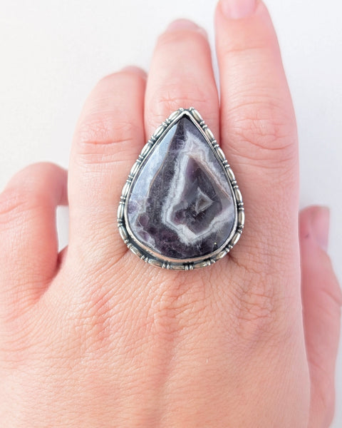 Atomic Amethyst Statement Ring, Size 8