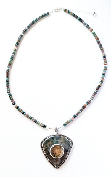 Ocean Jasper and Citrine Gemstone Necklace