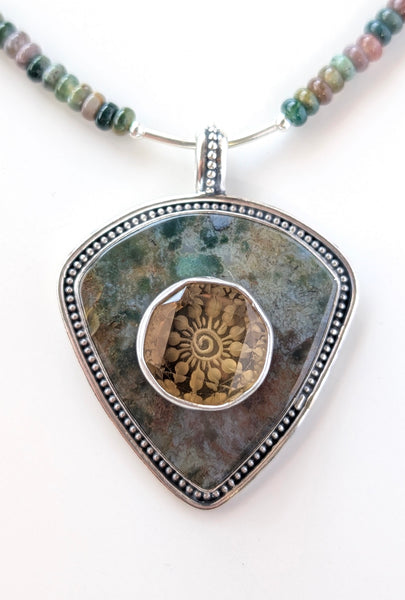 Ocean Jasper and Citrine Gemstone Necklace