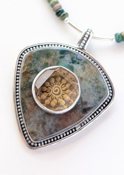 Ocean Jasper and Citrine Gemstone Necklace
