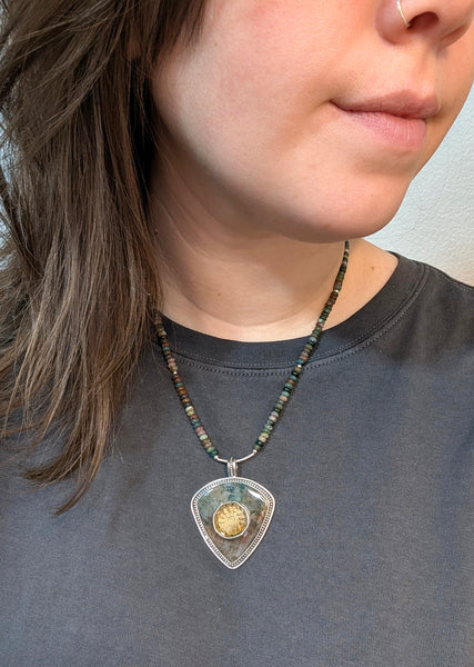 Ocean Jasper and Citrine Gemstone Necklace