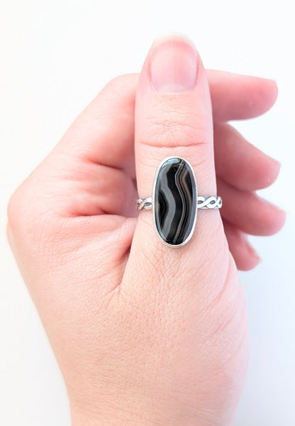 Banded Agate Ring, Size 9.5