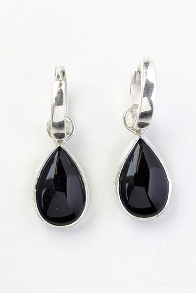 Black Agate Huggie Earrings