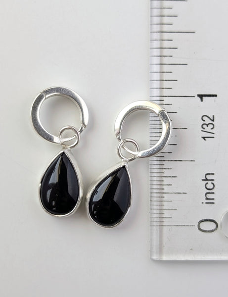 Black Agate Huggie Earrings