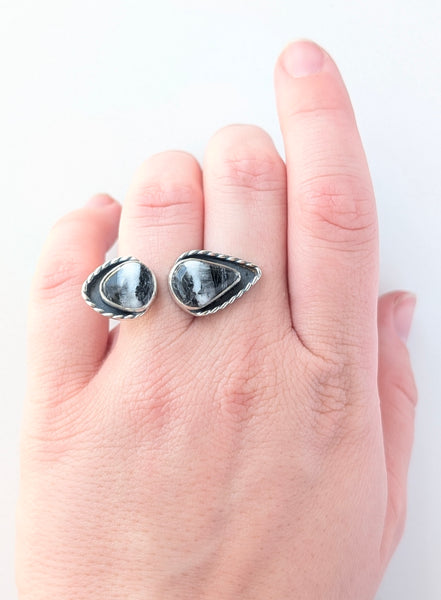 White Buffalo Turquoise Ring, size 5.5 - 6.5