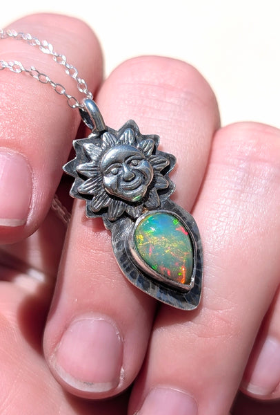 Ethiopian Opal Sun Necklace