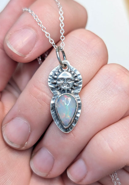 Ethiopian Opal Mini Sun Necklace