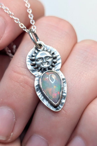 Ethiopian Opal Mini Sun Necklace