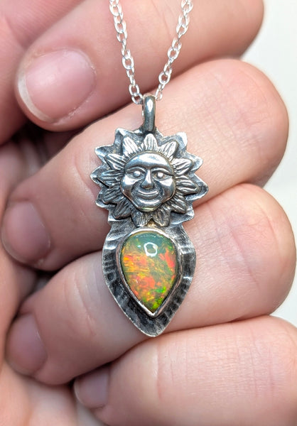 Ethiopian Opal Sun Necklace