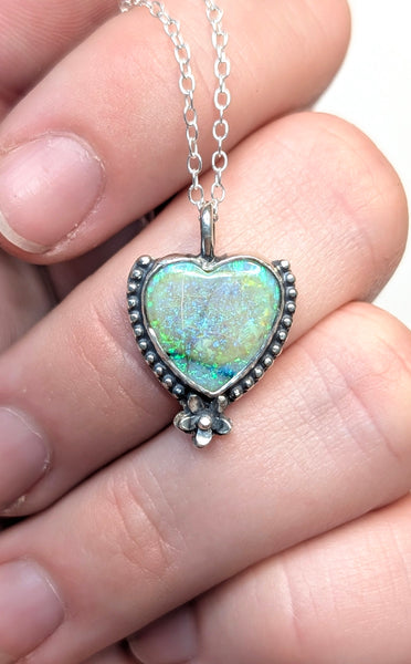 Sterling Opal Heart Necklace
