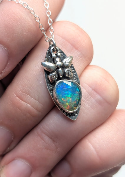 Ethiopian Opal Butterfly Necklace