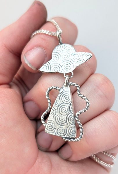 Blue Lace Agate UFO Necklace