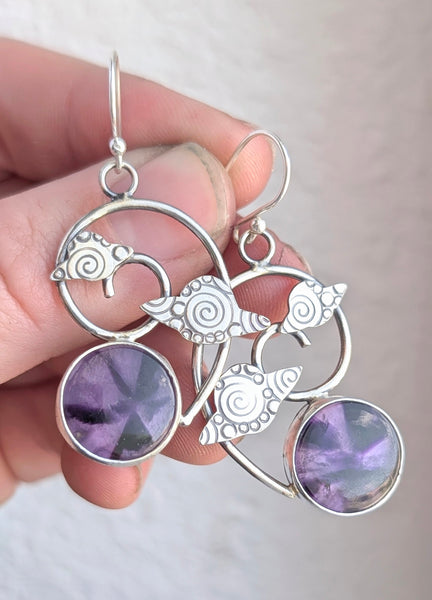 Atomic Amethyst UFO Earrings