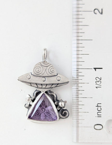 Carved Amethyst UFO Necklace