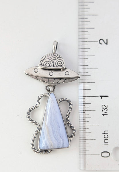 Blue Lace Agate UFO Necklace