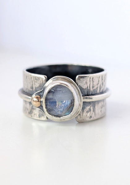 Moonstone Ring with 14k Gold, Size 8