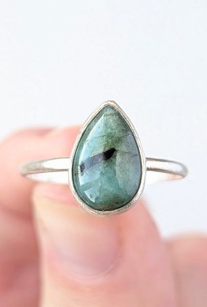 Emerald Stacking Ring, Size 8.5