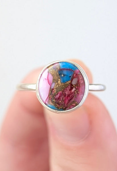 Kingman Turquoise Mix Stacking Ring, Size 9