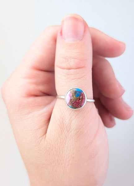 Kingman Turquoise Mix Stacking Ring, Size 9