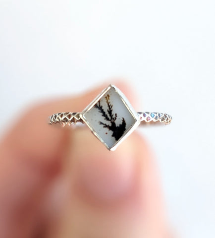 Dendritic Agate Stacking Ring Size 7