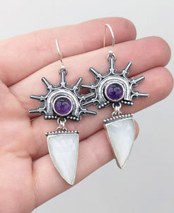 Amethyst, Moonstone Earrings